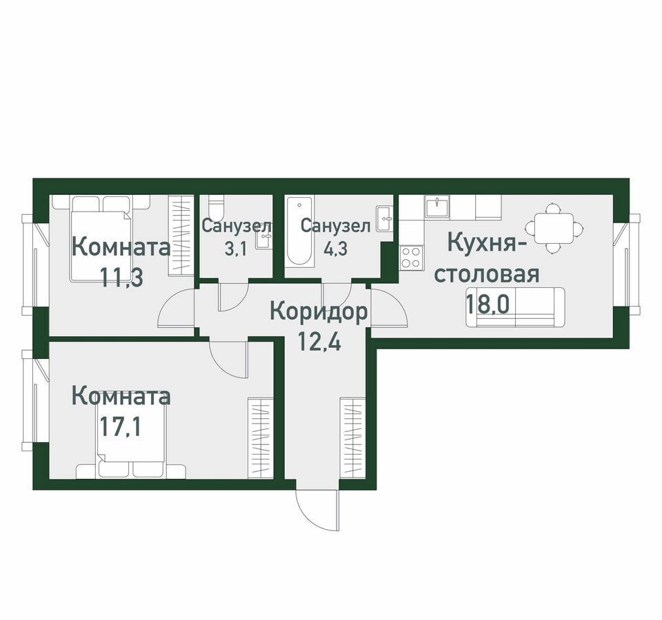 квартира г Челябинск Западный стр. 9. 2 фото 1