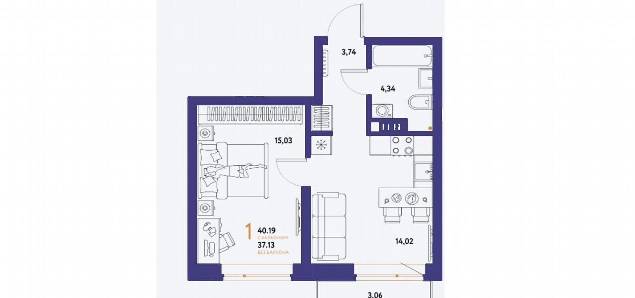 квартира г Тюмень р-н Калининский ул Комбинатская 16 корп. 1 фото 2