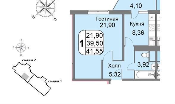 квартира г Москва метро Озерная ул Большая Очаковская 44к/1 ЖК «Мичурино-Запад» муниципальный округ Очаково-Матвеевское фото 2