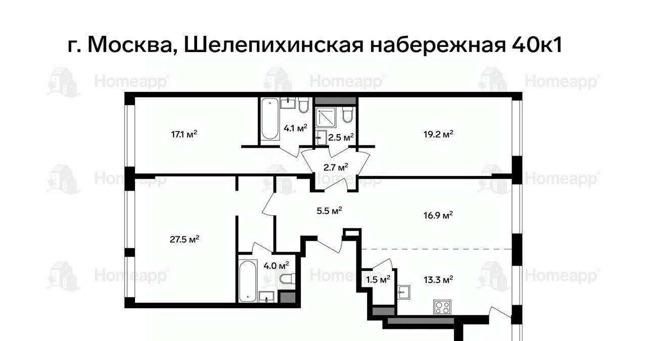 квартира г Москва метро Хорошёво наб Шелепихинская 40к/1 ЖК «Сидней Сити» муниципальный округ Хорошёво-Мнёвники фото 2