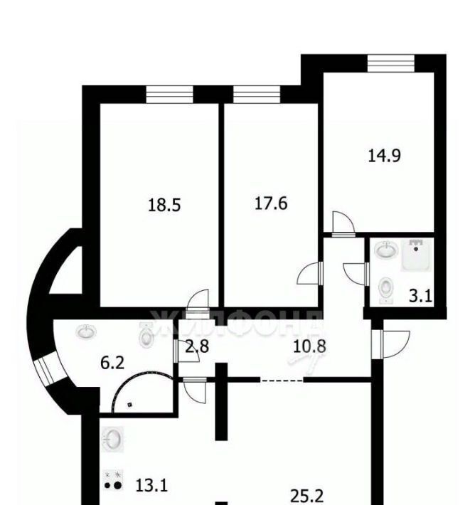 квартира г Томск р-н Кировский ул Кузнецова 6 фото 16