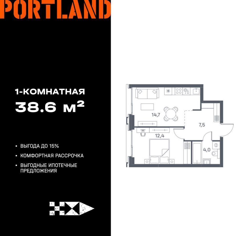 квартира г Москва метро Печатники ул Южнопортовая 6 ЖК «Portland» муниципальный округ Печатники фото 1