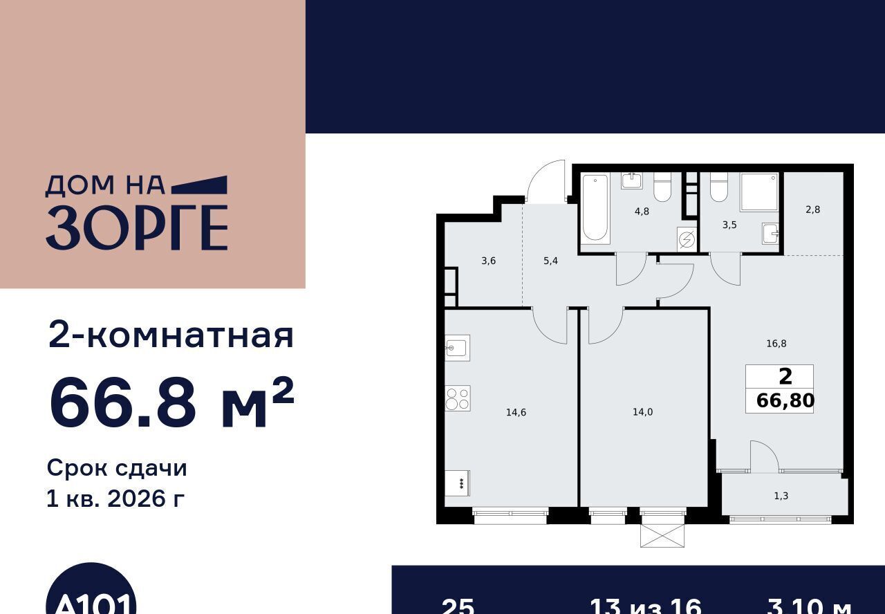 квартира г Москва ул Зорге 25с/2 поле, Октябрьское фото 1