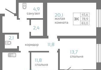 квартира г Красноярск р-н Советский ул Авиаторов 7/2 фото 1