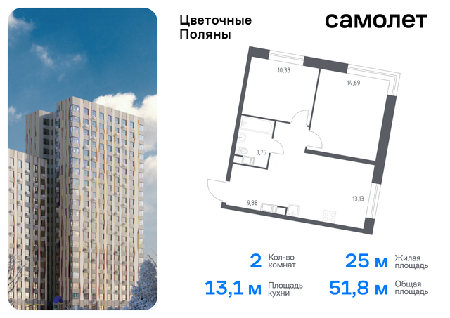 квартира ЖК «Цветочные поляны сити» Филатов луг, к 9, Киевское шоссе фото