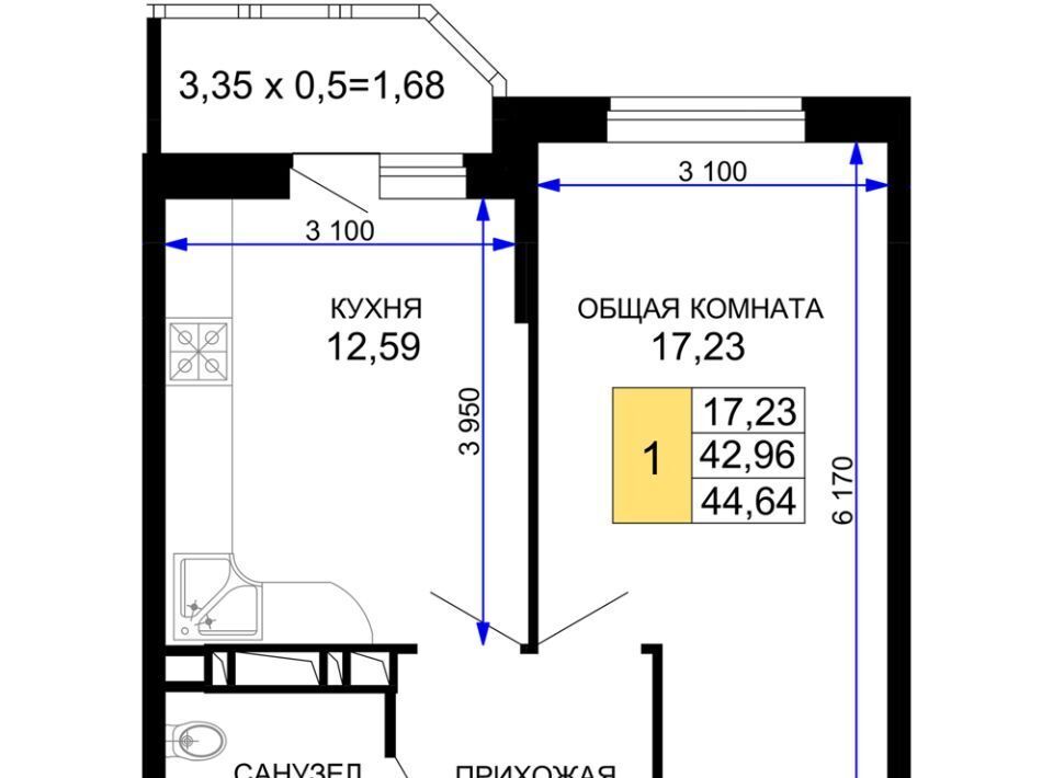 квартира г Краснодар р-н Прикубанский мкр им Петра Метальникова ЖК «Лучший» фото 1