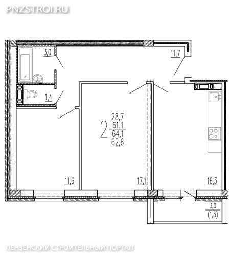 квартира г Пенза Пенза-4 ул Ладожская 145 Октябрьский район фото 2