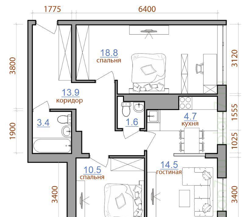 квартира г Иркутск р-н Ленинский Ново-Ленино 2 1-й Ленинский квартал тер. фото 1