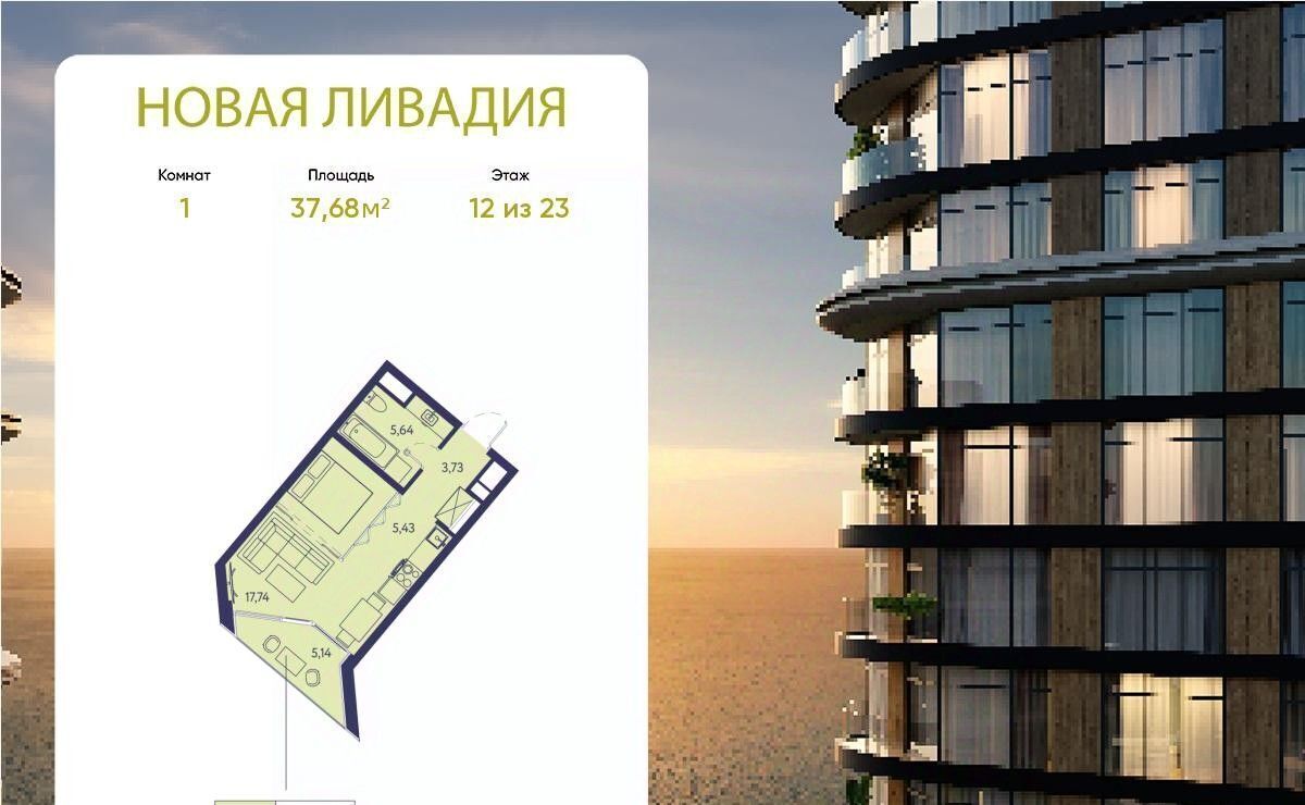 квартира г Ялта пгт Ливадия ЖК «Новая Ливадия» фото 1