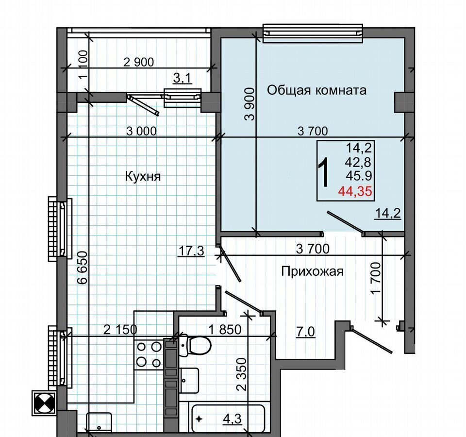 квартира р-н Симферопольский с Белоглинка ул Парковая 1к/2 Мирновское сельское поселение, Грэсовский фото 16