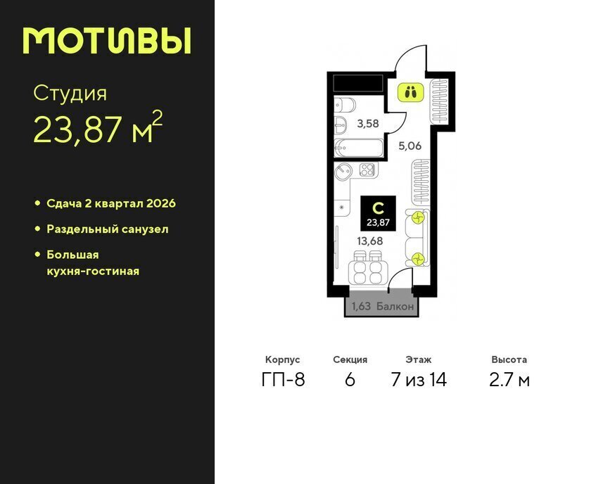 квартира г Тюмень ЖК «Мотивы» Калининский административный округ фото 1