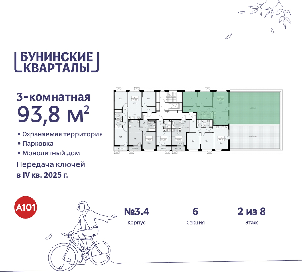 квартира г Москва п Сосенское ЖК Бунинские Кварталы метро Улица Горчакова метро Коммунарка пр-кт Куприна 2 Сосенское, Ольховая, Бунинская аллея фото 2