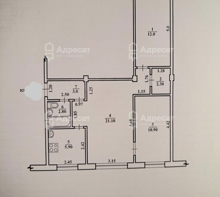 квартира г Волгоград р-н Кировский ул им. Одоевского 70 фото 8