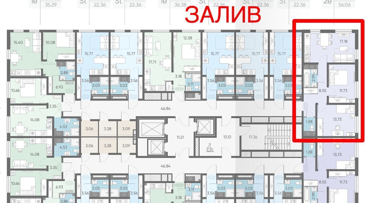 квартира г Санкт-Петербург метро Автово ул Маршала Казакова 21к/2 округ Юго-Запад фото 4