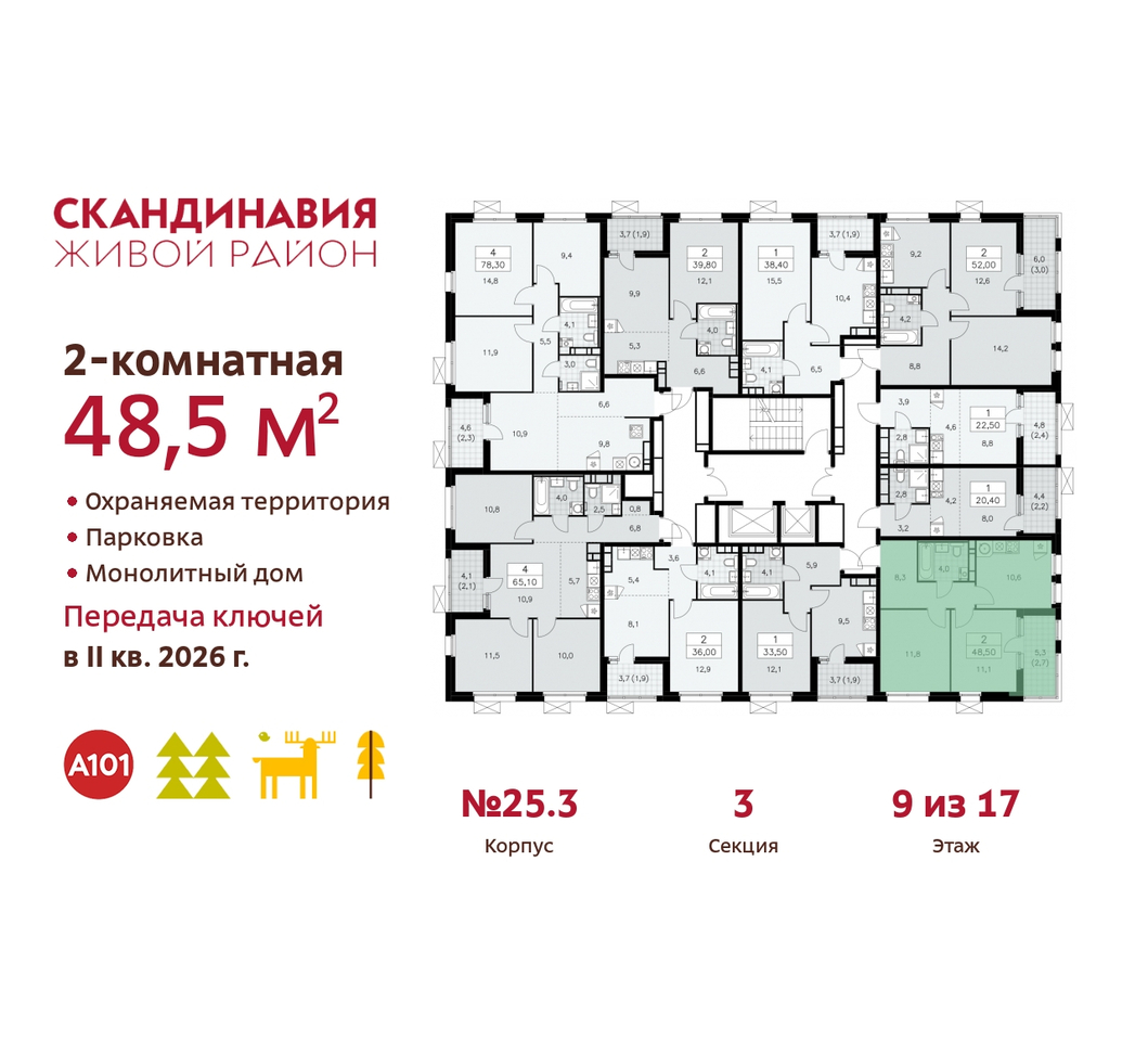 квартира г Москва п Сосенское жилой район «Скандинавия» б-р Скандинавский 25/3 Сосенское, Бутово фото 2