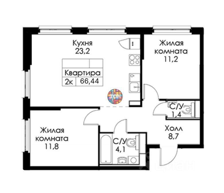 квартира г Санкт-Петербург Выборгская сторона пр-кт Большой Сампсониевский 69/2 Кантемировская 11 Ленинградская область фото 3