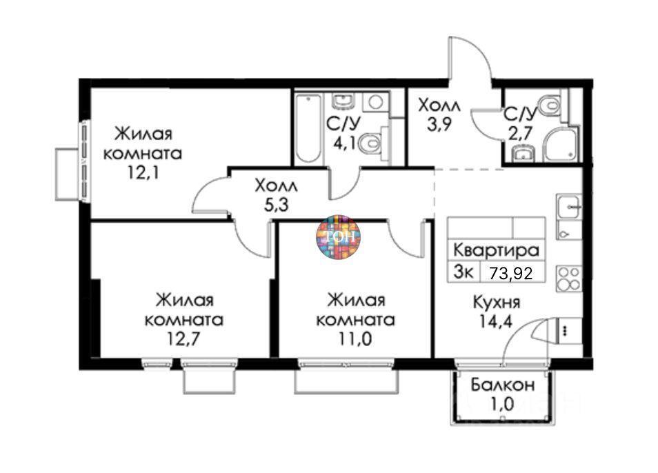 квартира г Санкт-Петербург Выборгская сторона пр-кт Большой Сампсониевский 69/1 Кантемировская 11 Ленинградская область фото 2