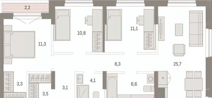 квартира г Новосибирск Заельцовская ул Аэропорт 88 фото 2