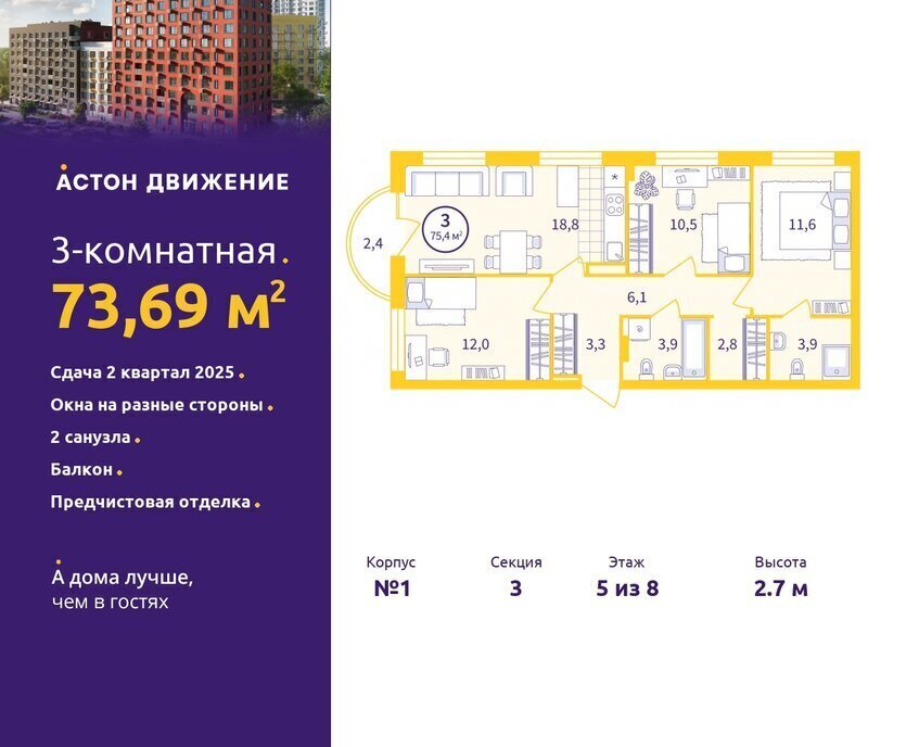 квартира г Екатеринбург р-н Железнодорожный Уралмаш пер Проходной 1а квартал «Астон.Движение» фото 1