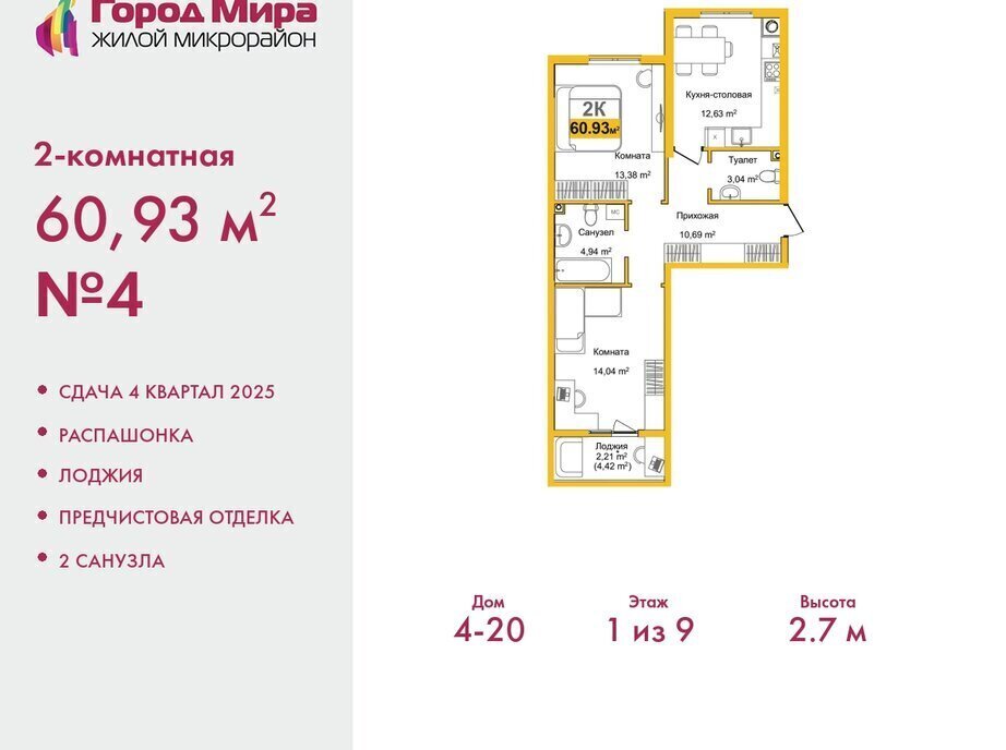 квартира г Симферополь р-н Центральный микрорайон «Город Мира» жилой комплекс Город Мира фото 1