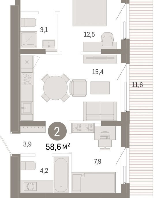 квартира г Омск р-н Кировский Кировский АО фото 2