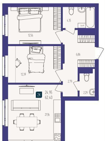 квартира г Тюмень р-н Ленинский ул Кулибина 1441 фото 1