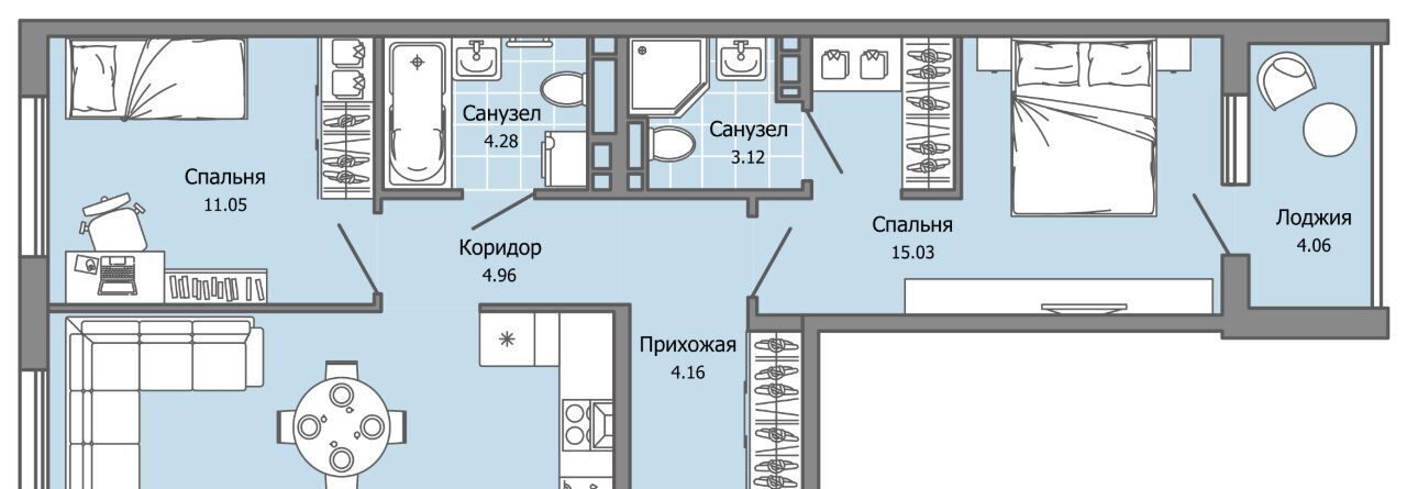 квартира г Ульяновск р-н Засвияжский ЖК «Город новаторов» Город Новаторов жилой комплекс, 2 фото 1