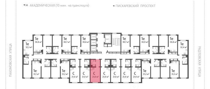 квартира г Санкт-Петербург метро Академическая ул Пахомовская 12к/2 ЖК «Ручьи» округ Полюстрово фото 2