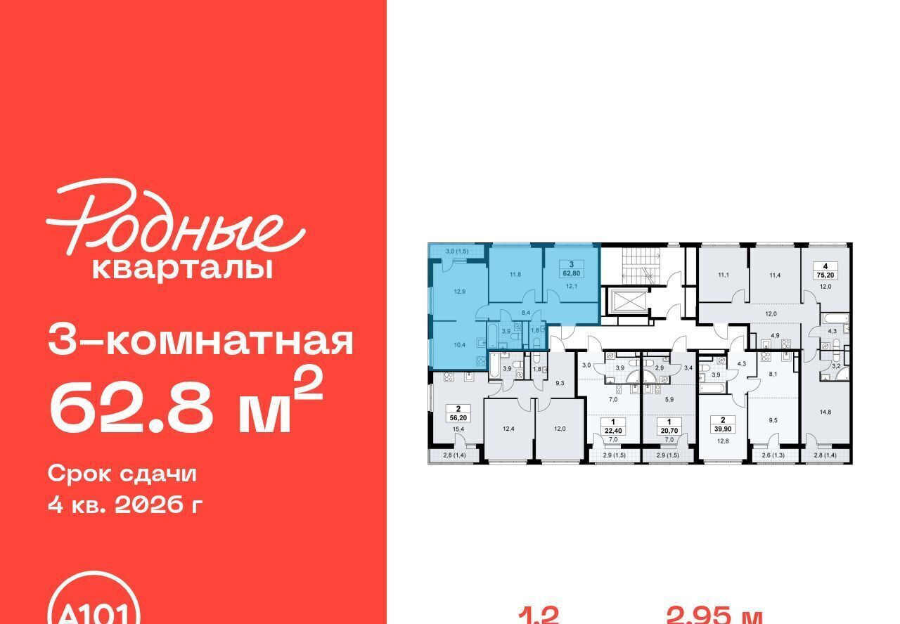 квартира г Щербинка ЖК «Родные кварталы» 1/2 Филатов Луг фото 2