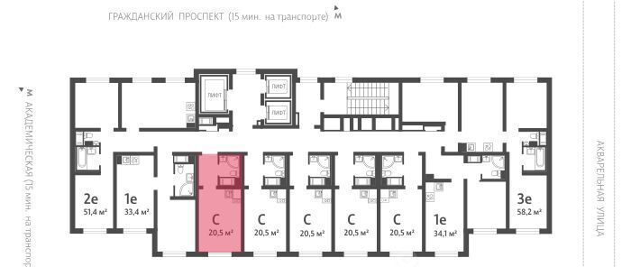 квартира г Санкт-Петербург метро Академическая ЖК «Ручьи» округ Полюстрово фото 2