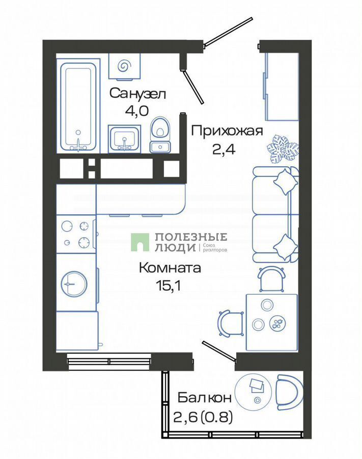 квартира г Новороссийск р-н Центральный ул Куникова 55к/1 ЖК «Облака» фото 3