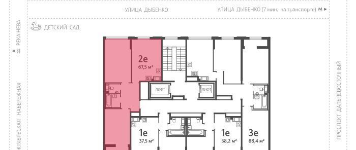 квартира г Санкт-Петербург метро Улица Дыбенко ул Дыбенко 3 ЖК «Цивилизация на Неве» округ № 54 фото 2