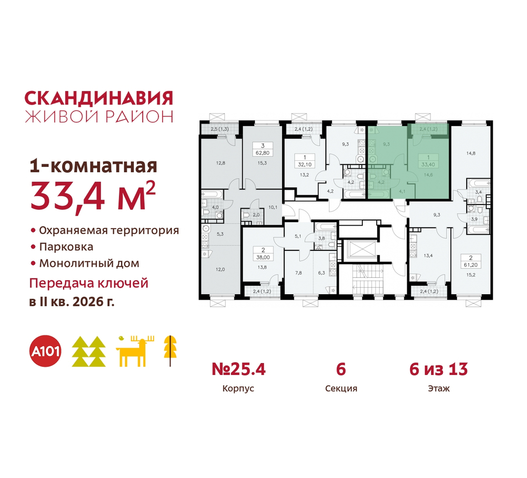 квартира г Москва п Сосенское жилой район «Скандинавия» б-р Скандинавский 25/4 Сосенское, Бутово фото 2