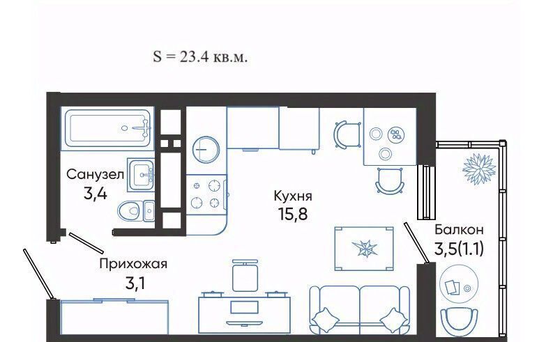 квартира г Новороссийск р-н Центральный ЖК Облака 2 фото 1