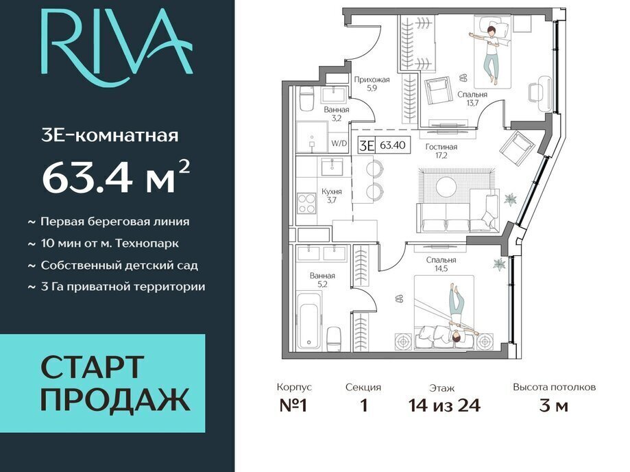 квартира г Москва метро Верхние Котлы жилой комплекс Дрим Рива фото 1