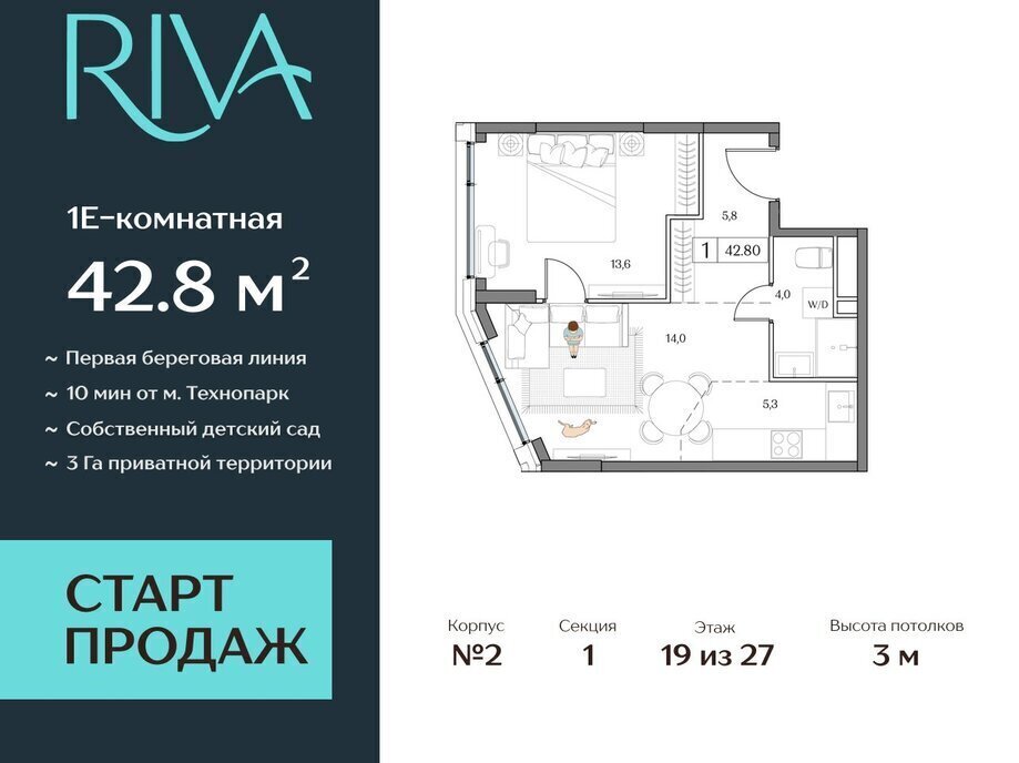 квартира г Москва метро Верхние Котлы жилой комплекс Дрим Рива фото 1