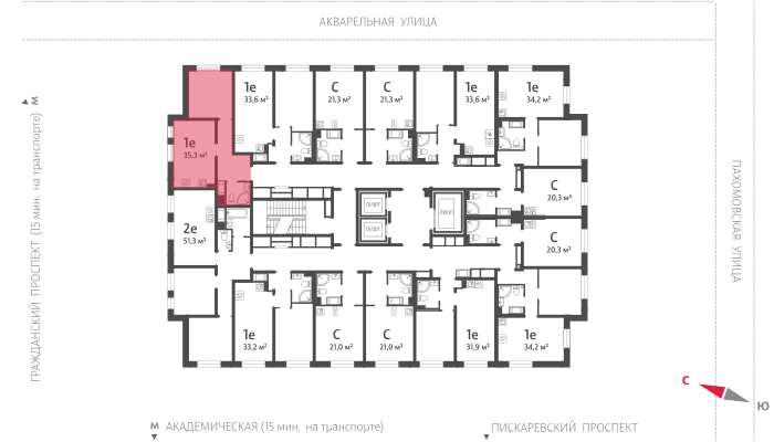 квартира г Санкт-Петербург метро Академическая пр-кт Пискарёвский 141к/1 фото 2