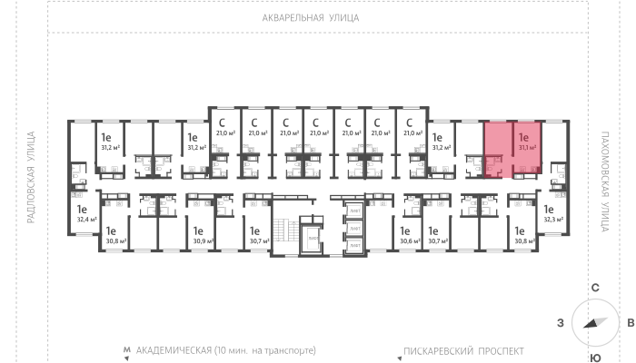 квартира г Санкт-Петербург метро Академическая пр-кт Пискарёвский 141к/3 фото 2