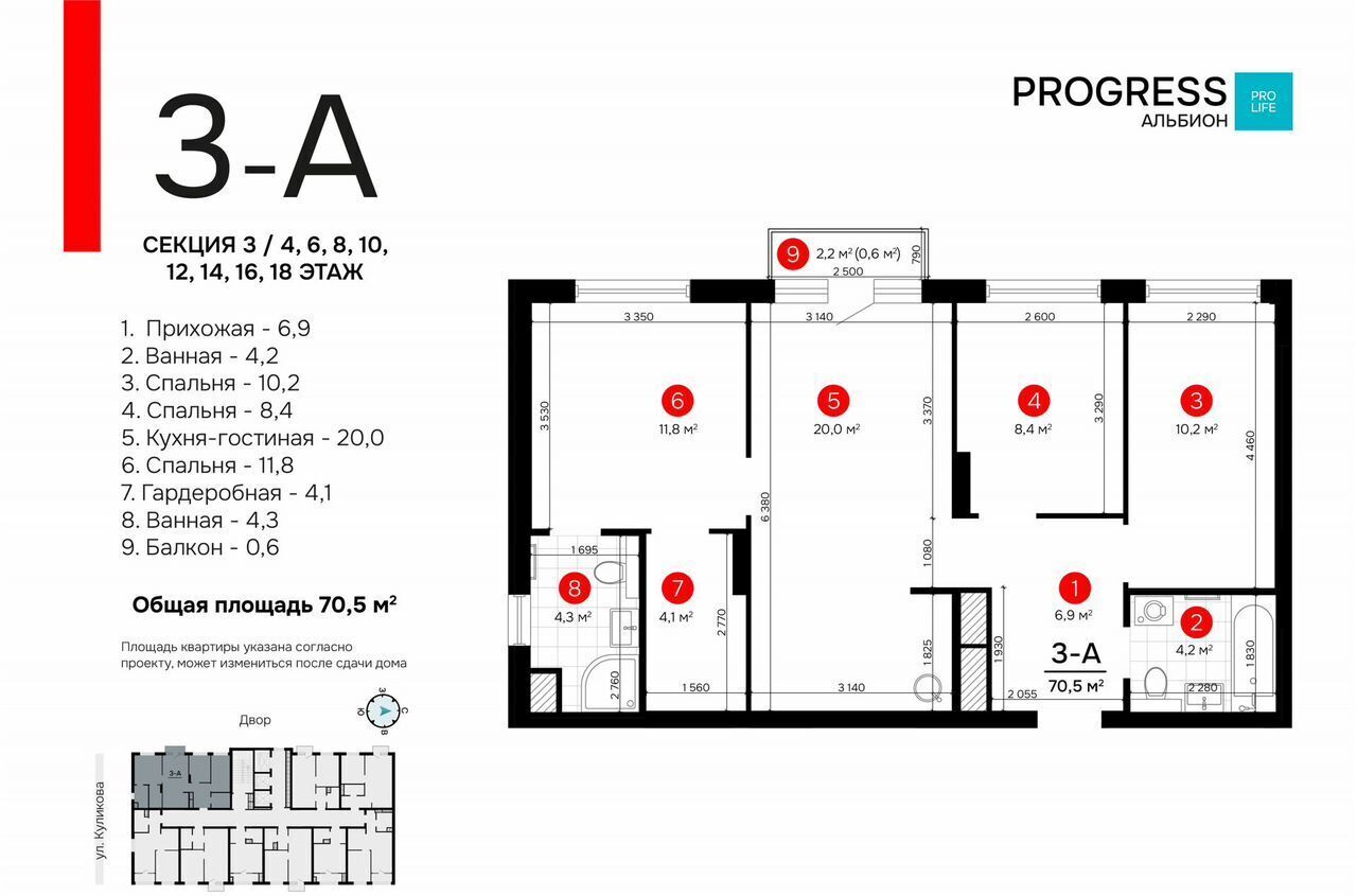 квартира г Астрахань р-н Кировский ул Куликова PROGRESS Альбион фото 18