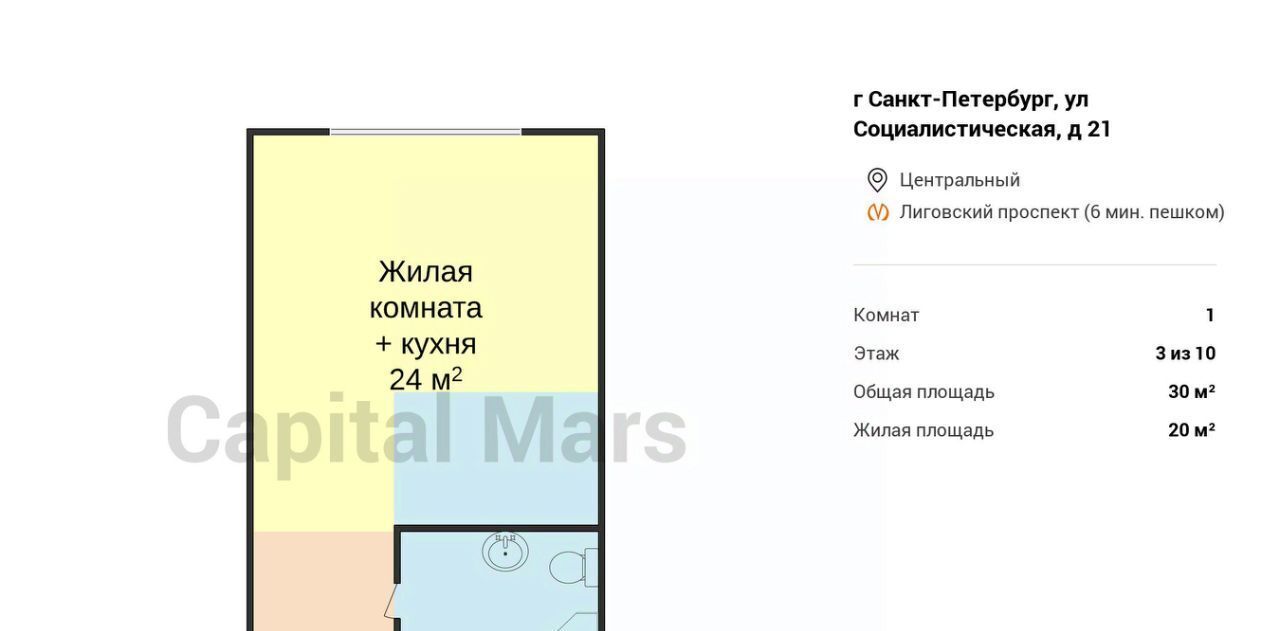 квартира г Санкт-Петербург метро Лиговский Проспект ул Социалистическая 21 фото 3