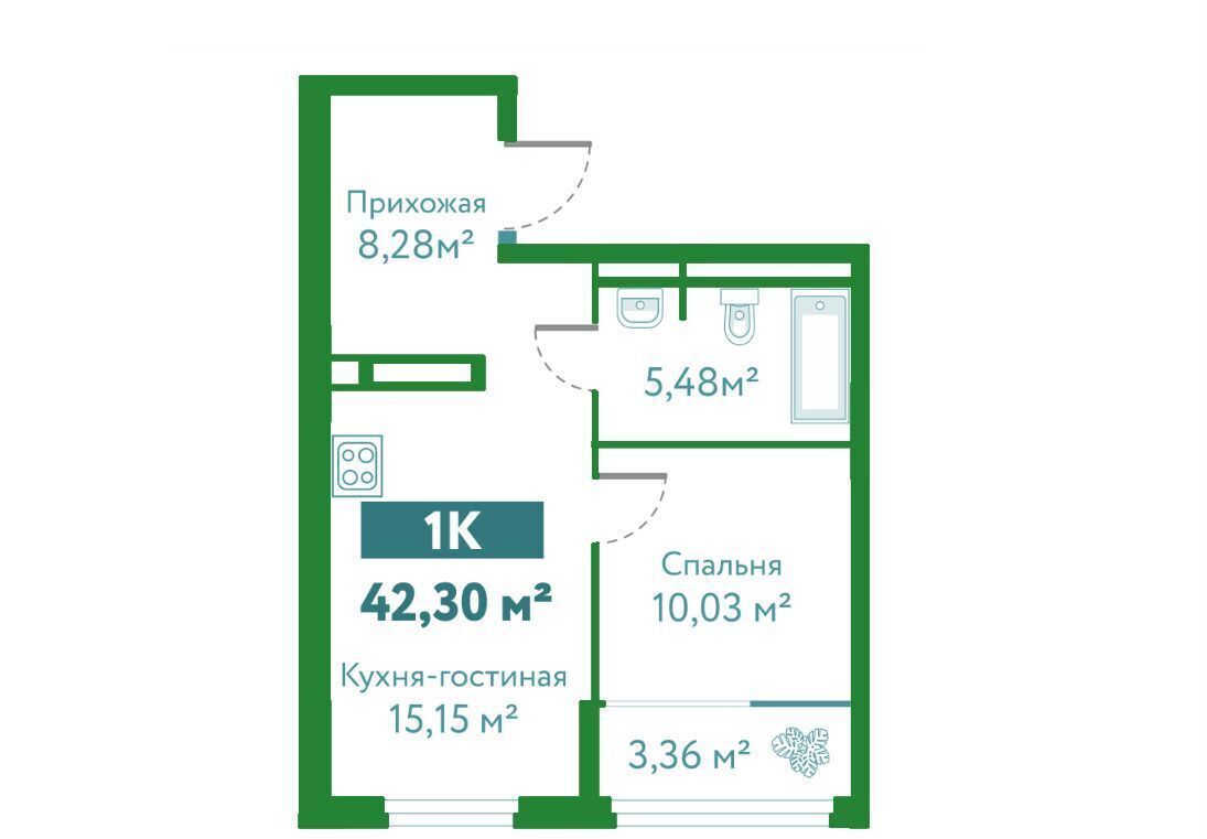 квартира г Тюмень р-н Ленинский ул Павла Никольского 10 корп. 1, блок-секция 2 фото 15