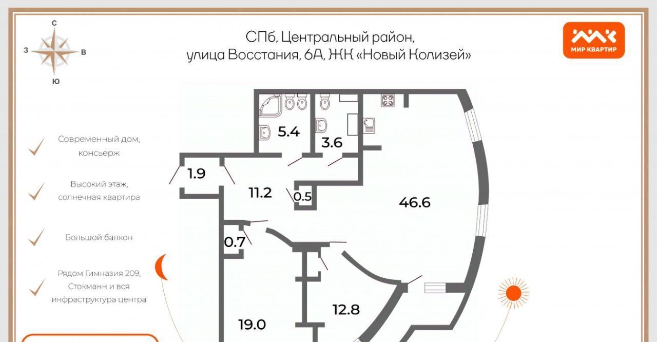 квартира г Санкт-Петербург метро Площадь Восстания ул Восстания 6а округ Литейный фото 2