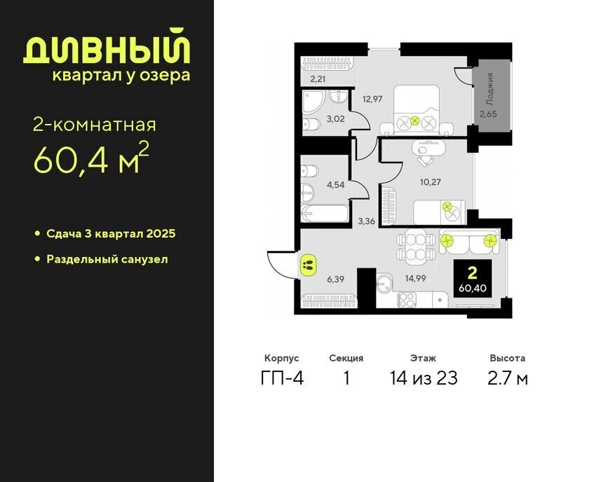 квартира г Тюмень ЖК Дивный Квартал у Озера Центральный административный округ фото 1