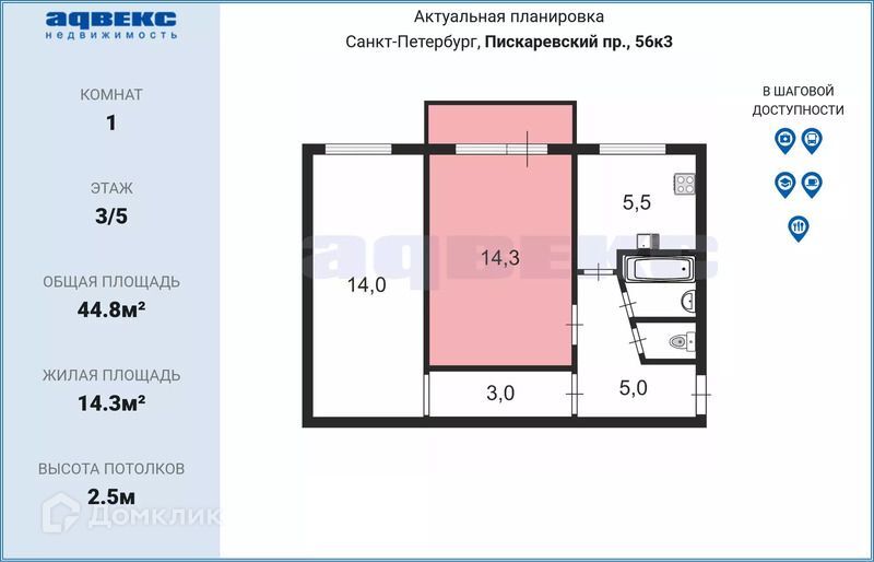 комната г Санкт-Петербург р-н Пискарёвка пр-кт Пискарёвский 56/3 Калининский фото 2