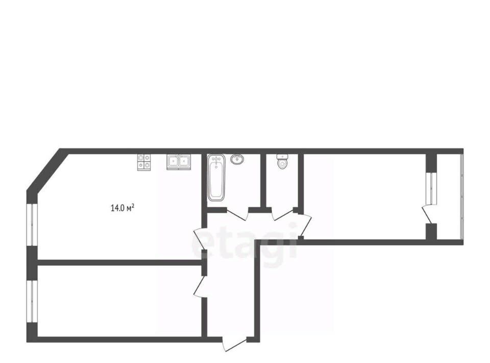 квартира г Тюмень р-н Калининский ул Клары Цеткин 61к/6 фото 2