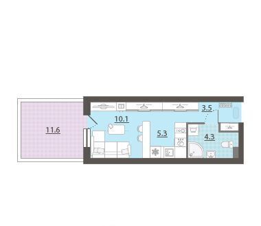 квартира г Екатеринбург Уральская Центральный ЖК «Азина 16» жилрайон фото 1