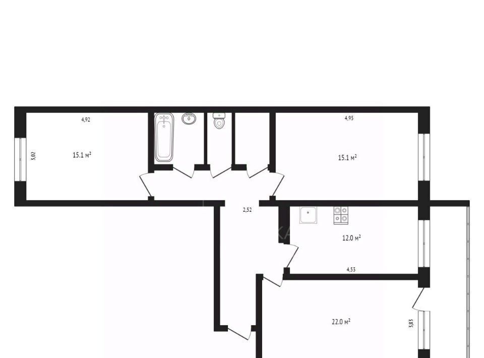 квартира г Тюмень р-н Восточный ул Монтажников 17к/1 фото 3