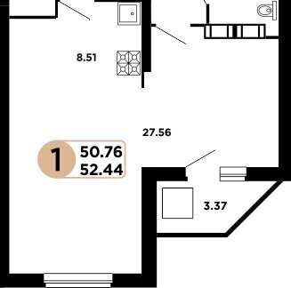 квартира г Самара р-н Кировский Безымянка ш Московское 57 ЖК «Московский» километр, 18-й фото 1