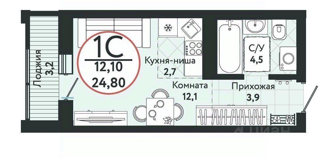 квартира г Новосибирск р-н Первомайский ул Бирюзовая 24 Ясная Поляна фото 12