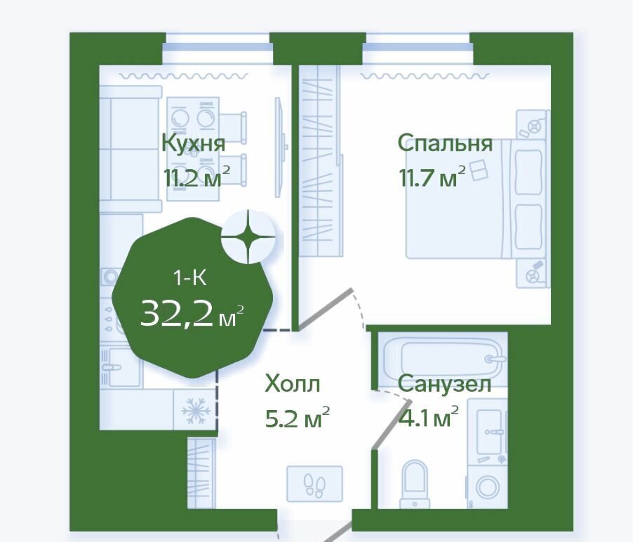 квартира г Тюмень р-н Центральный ул Новгородская 22 ЖК «Да. Квартал Централь» Центральный административный округ фото 16